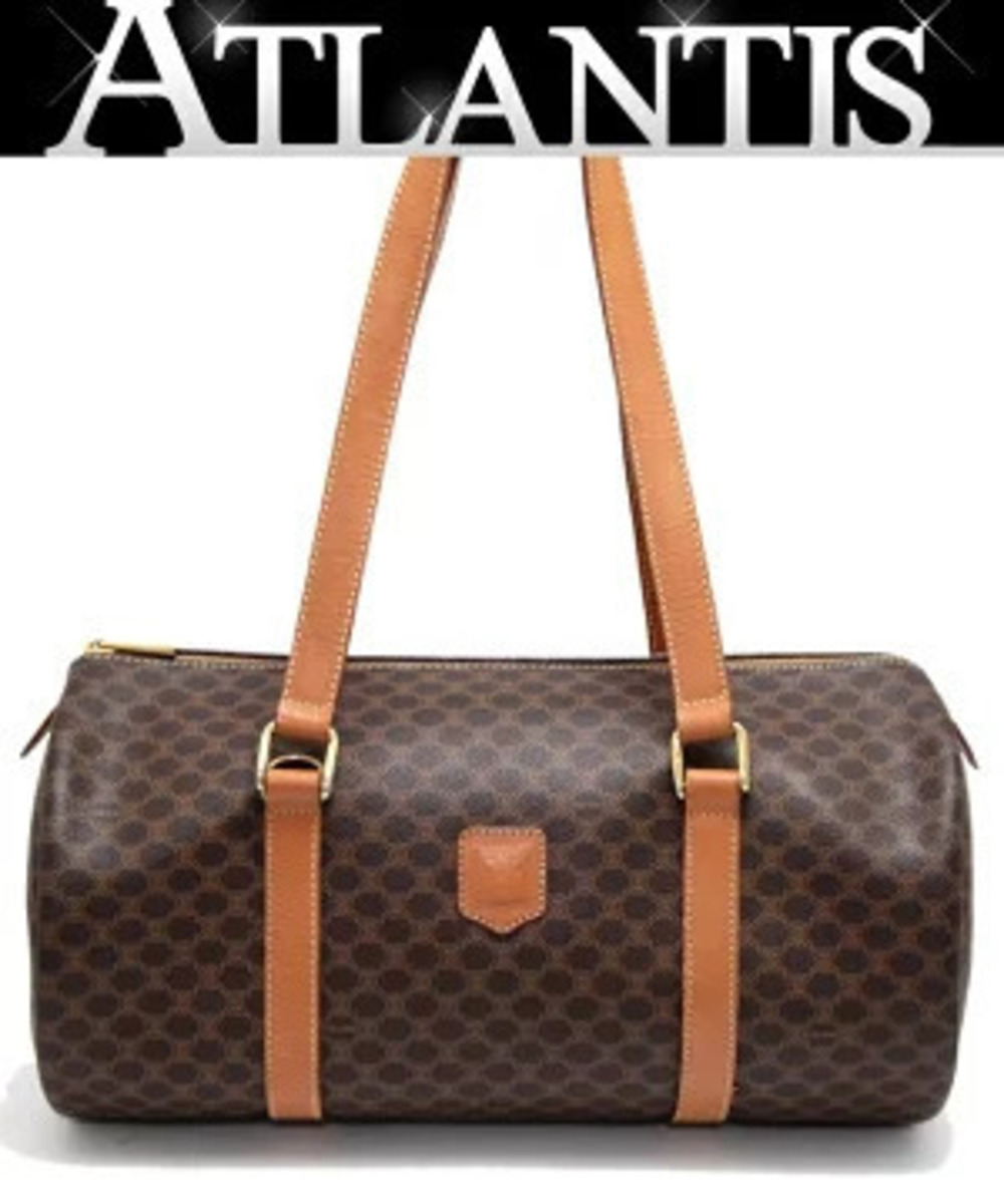 Celine Macadam Cylindrical Handbag x Leather Brown